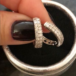 18K White Gold Filled Zirconia Huggie Earring